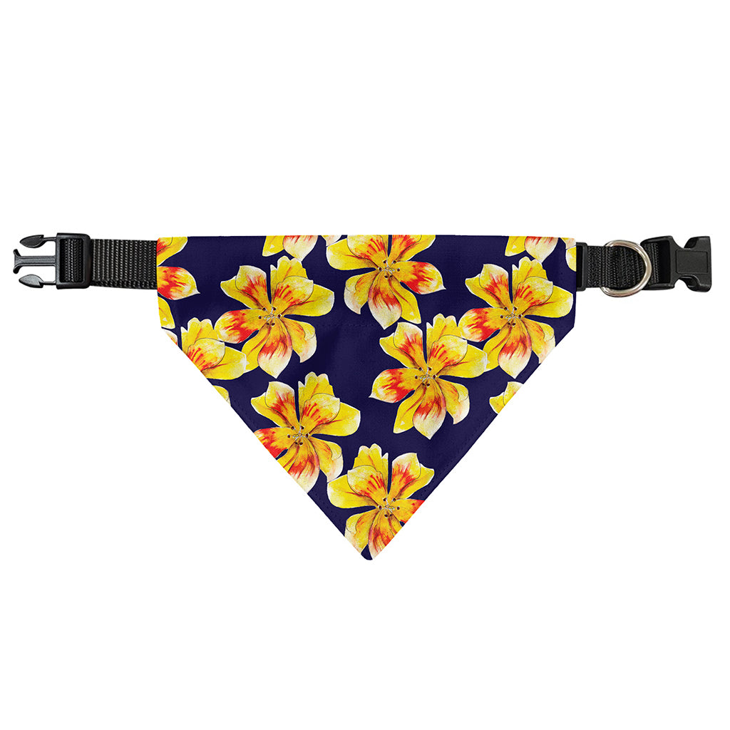 Yellow Watercolor Lily Pattern Print Over The Collar Dog Bandana