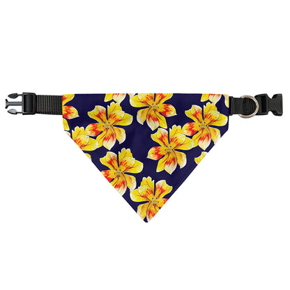 Yellow Watercolor Lily Pattern Print Over The Collar Dog Bandana