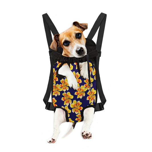 Yellow Watercolor Lily Pattern Print Pet Carrier Backpack