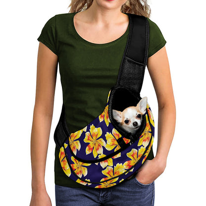 Yellow Watercolor Lily Pattern Print Pet Sling Carrier