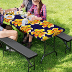 Yellow Watercolor Lily Pattern Print Picnic Table Cover