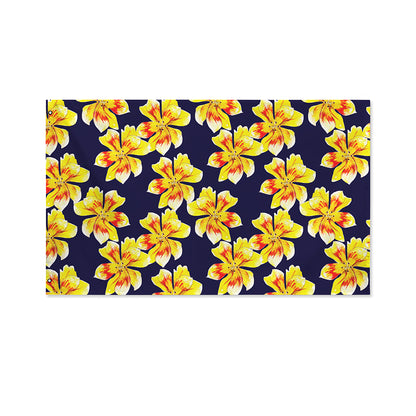 Yellow Watercolor Lily Pattern Print Polyester Flag