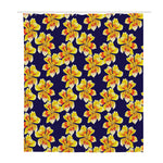 Yellow Watercolor Lily Pattern Print Polyester Shower Curtain
