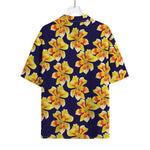 Yellow Watercolor Lily Pattern Print Rayon Hawaiian Shirt