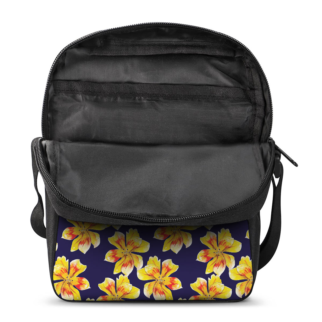 Yellow Watercolor Lily Pattern Print Rectangular Crossbody Bag