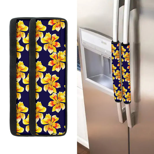 Yellow Watercolor Lily Pattern Print Refrigerator Handle Covers