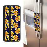 Yellow Watercolor Lily Pattern Print Refrigerator Handle Covers