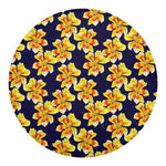 Yellow Watercolor Lily Pattern Print Round Blanket