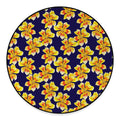 Yellow Watercolor Lily Pattern Print Round Floor Mat