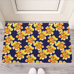 Yellow Watercolor Lily Pattern Print Rubber Doormat