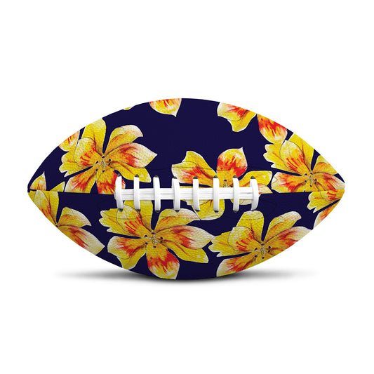 Yellow Watercolor Lily Pattern Print Rugby Ball