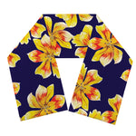 Yellow Watercolor Lily Pattern Print Scarf