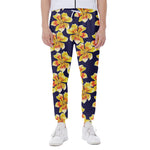 Yellow Watercolor Lily Pattern Print Scuba Joggers