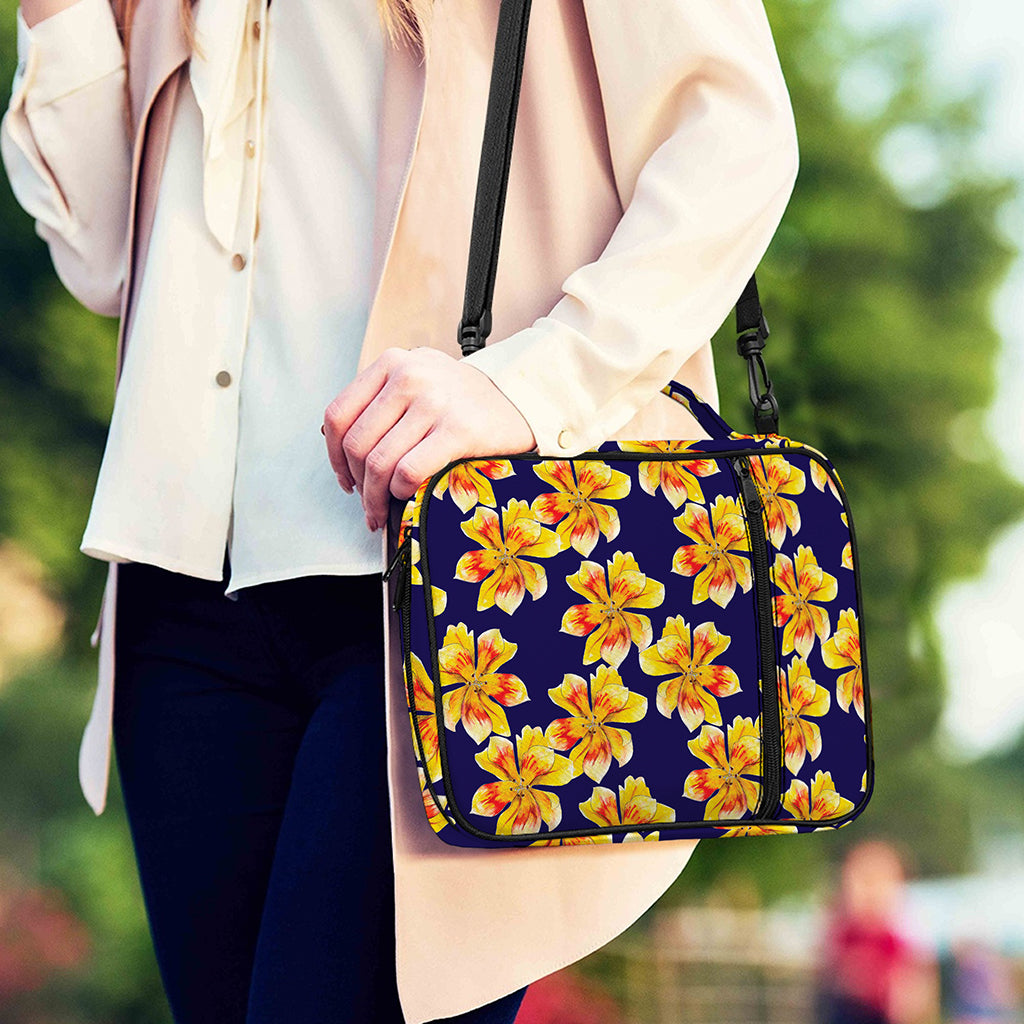 Yellow Watercolor Lily Pattern Print Shoulder Strap Bible Bag