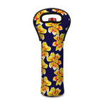 Yellow Watercolor Lily Pattern Print Single Neoprene Wine Tote