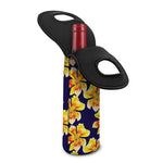 Yellow Watercolor Lily Pattern Print Single Neoprene Wine Tote