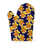 Yellow Watercolor Lily Pattern Print Single Oven Mitt