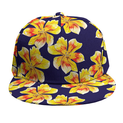 Yellow Watercolor Lily Pattern Print Snapback Cap