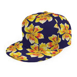 Yellow Watercolor Lily Pattern Print Snapback Cap