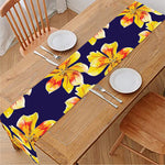 Yellow Watercolor Lily Pattern Print Table Runner