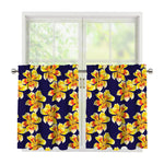 Yellow Watercolor Lily Pattern Print Tier Curtains