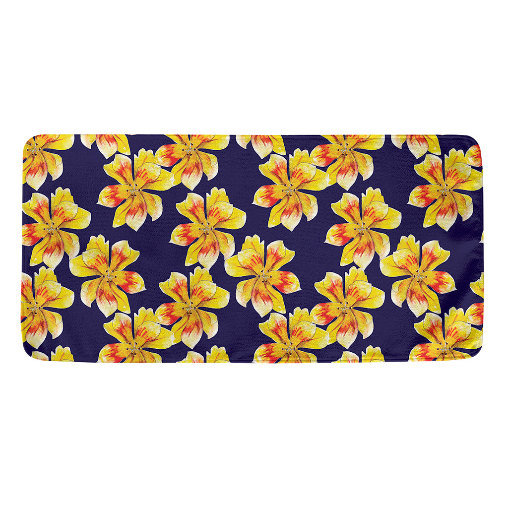 Yellow Watercolor Lily Pattern Print Towel