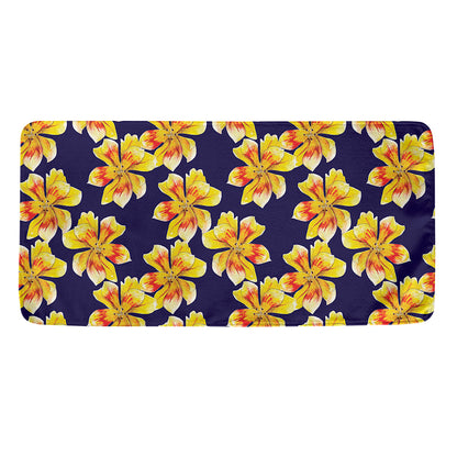 Yellow Watercolor Lily Pattern Print Towel