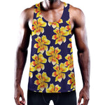 Yellow Watercolor Lily Pattern Print Training Tank Top