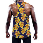 Yellow Watercolor Lily Pattern Print Training Tank Top
