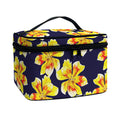 Yellow Watercolor Lily Pattern Print Travel Makeup Bag