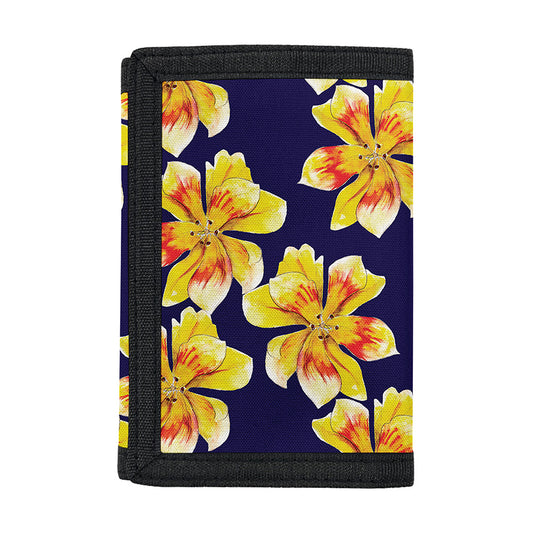 Yellow Watercolor Lily Pattern Print Trifold Wallet