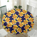 Yellow Watercolor Lily Pattern Print Waterproof Round Tablecloth