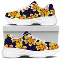 Yellow Watercolor Lily Pattern Print White Chunky Shoes