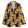 Yellow Watercolor Lily Pattern Print Women's Blazer