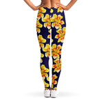 Yellow Watercolor Lily Pattern Print Women's Leggings