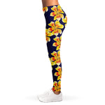 Yellow Watercolor Lily Pattern Print Women's Leggings