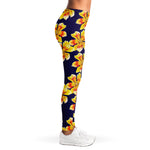 Yellow Watercolor Lily Pattern Print Women's Leggings