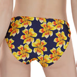 Yellow Watercolor Lily Pattern Print Women's Panties