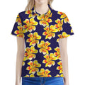 Yellow Watercolor Lily Pattern Print Women's Polo Shirt