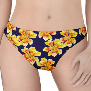 Yellow Watercolor Lily Pattern Print Women's Thong