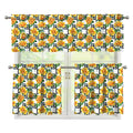 Yellow Watercolor Rose Print 3 Piece Kitchen Curtains