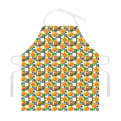 Yellow Watercolor Rose Print Adjustable Apron