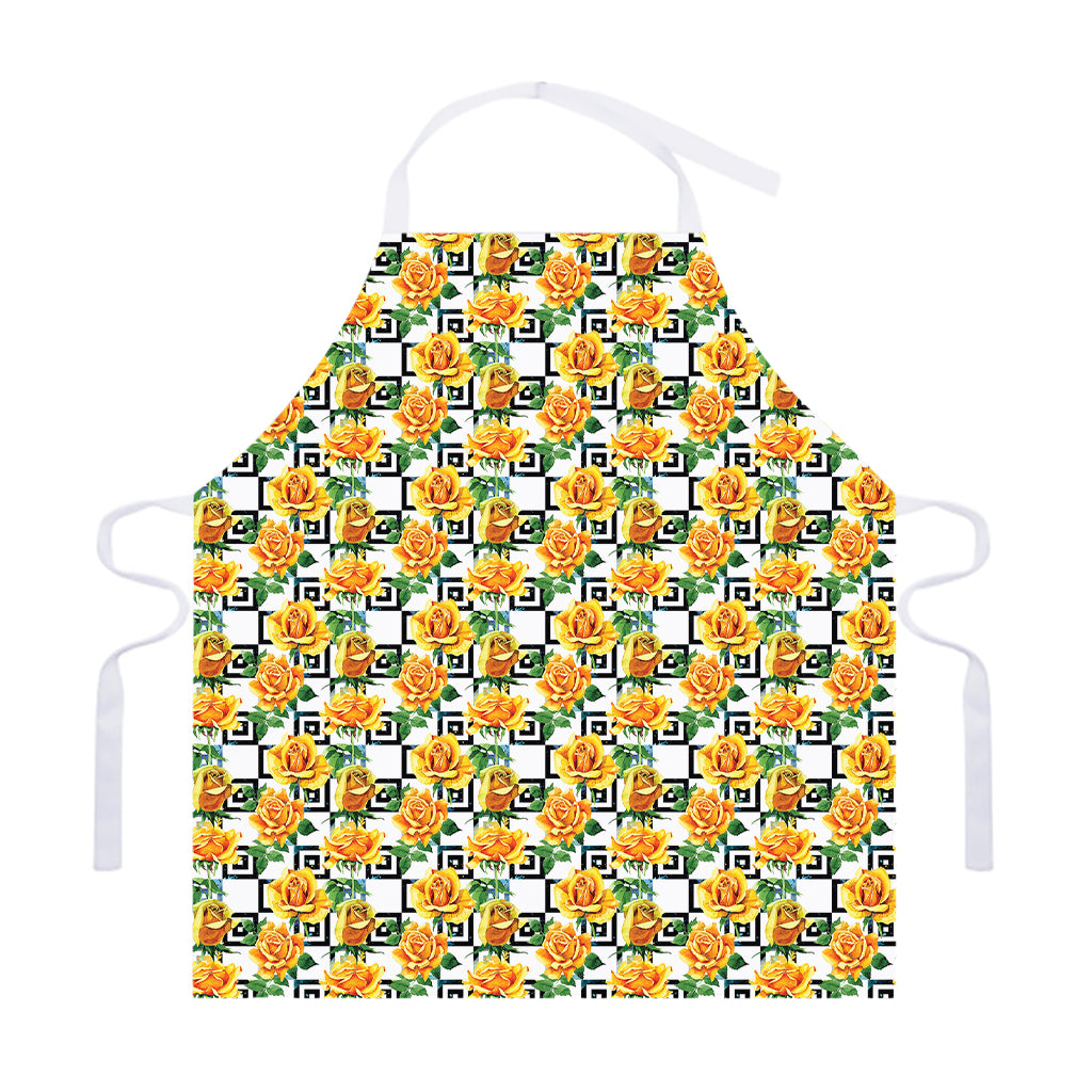 Yellow Watercolor Rose Print Adjustable Apron