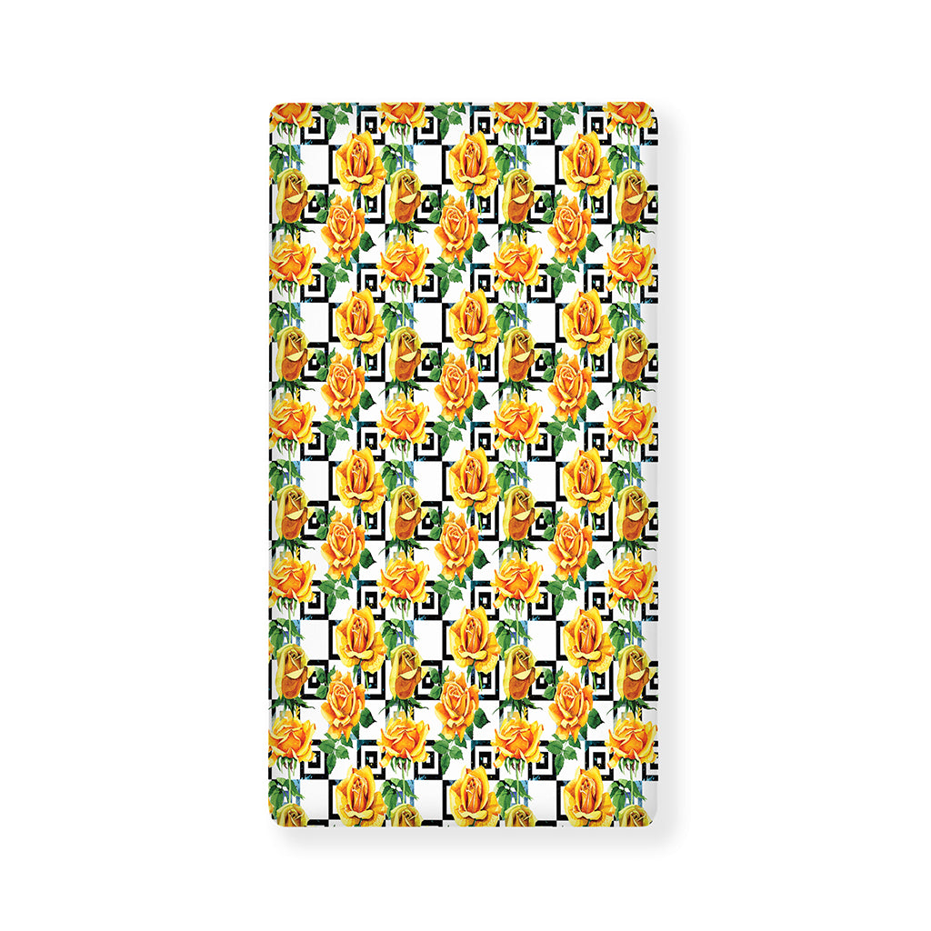 Yellow Watercolor Rose Print Baby Crib Sheet