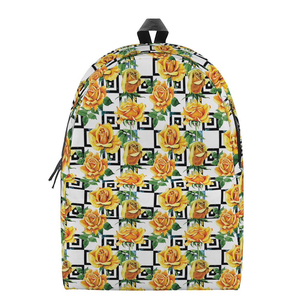 Yellow Watercolor Rose Print Backpack