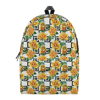 Yellow Watercolor Rose Print Backpack
