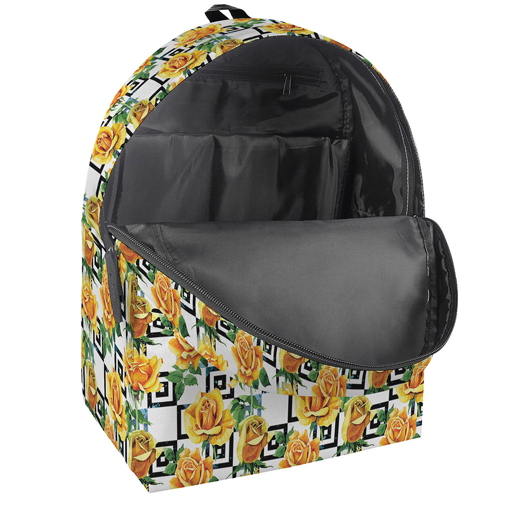 Yellow Watercolor Rose Print Backpack