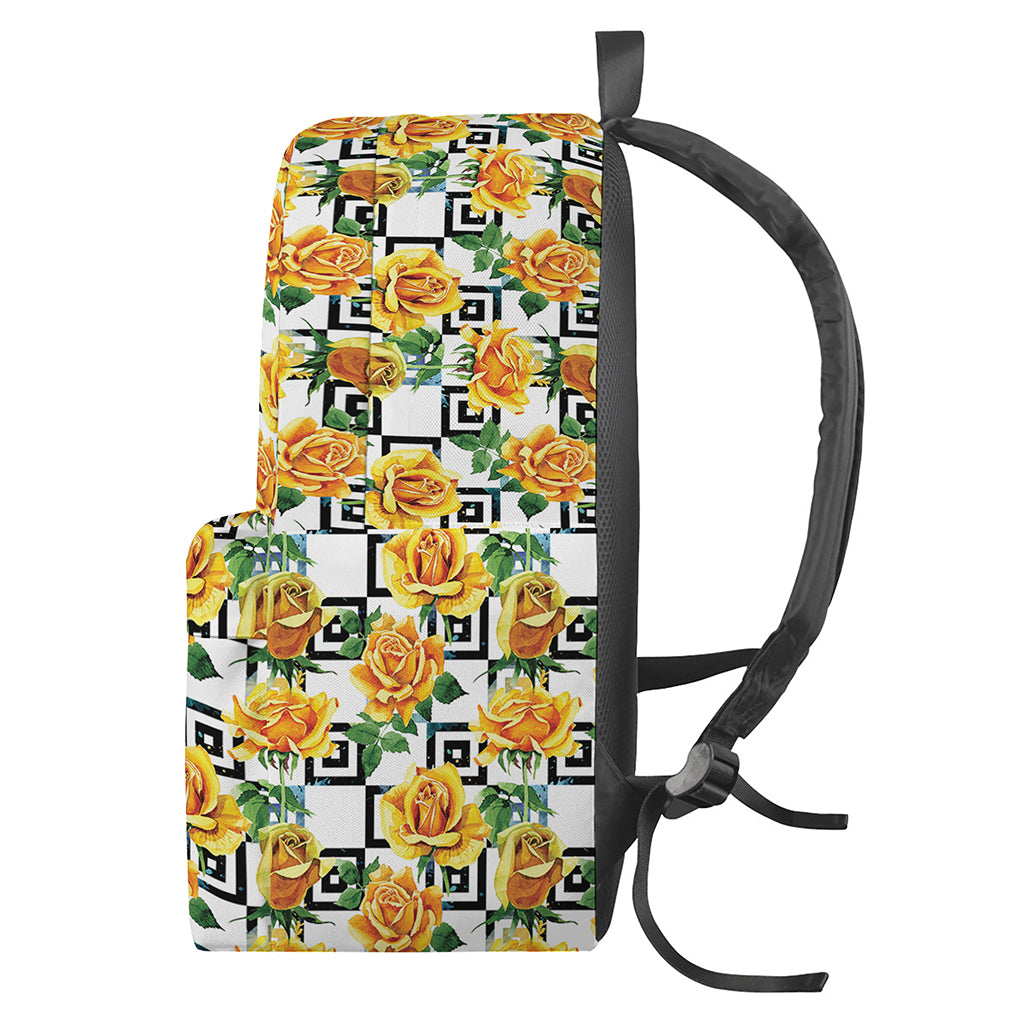 Yellow Watercolor Rose Print Backpack
