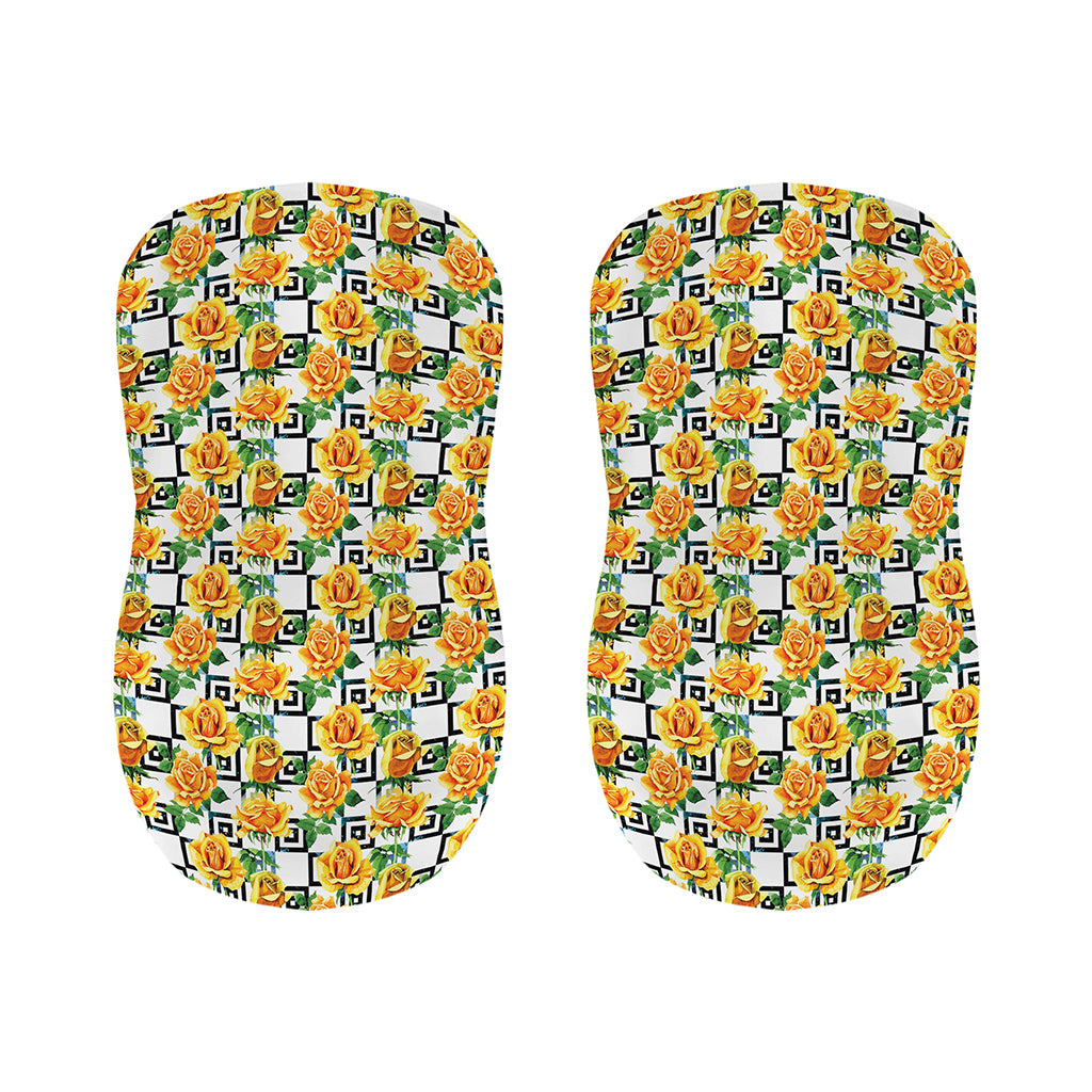 Yellow Watercolor Rose Print Bar Stool Covers