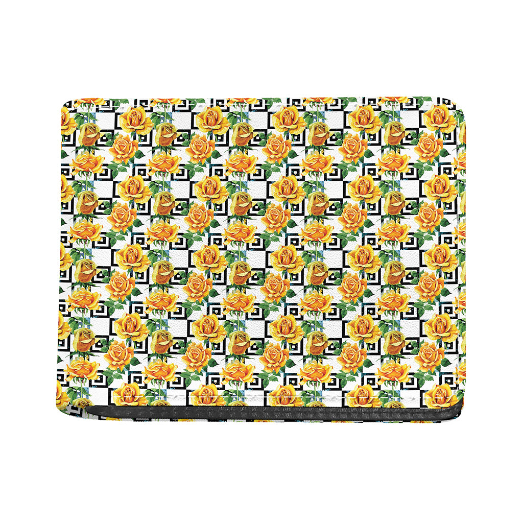 Yellow Watercolor Rose Print Bifold Wallet